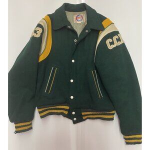 1963 Empire Sporting Goods Letterman Varsity Jacket Green Yellow Sz 42 Made USA